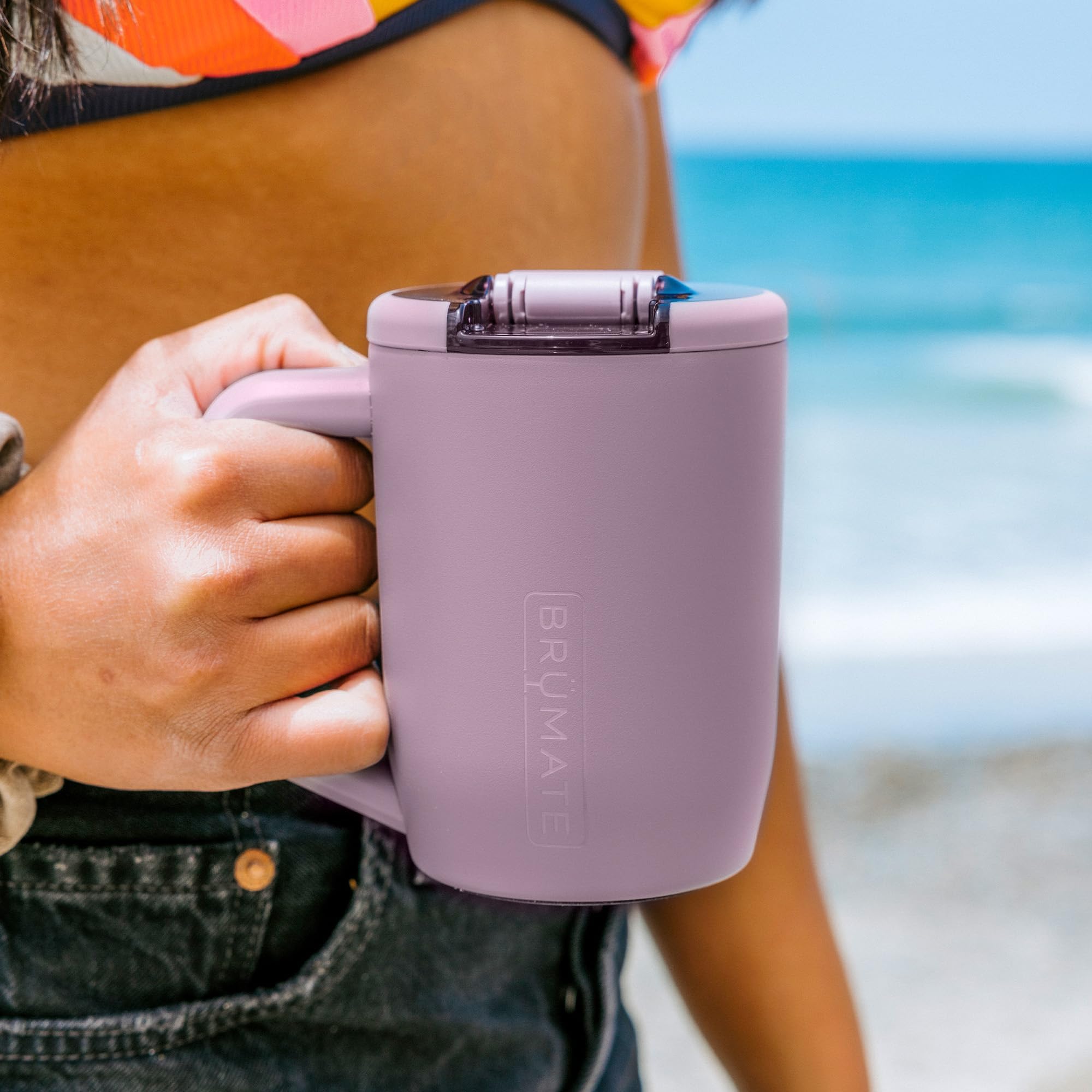 BrüMate Müv - 15oz 100% Leak Proof Insulated Coffee Mug with Handle & Lid - Stainless Steel Coffee Travel Mug - Double Walled Coffee Cup (Neon Pink)