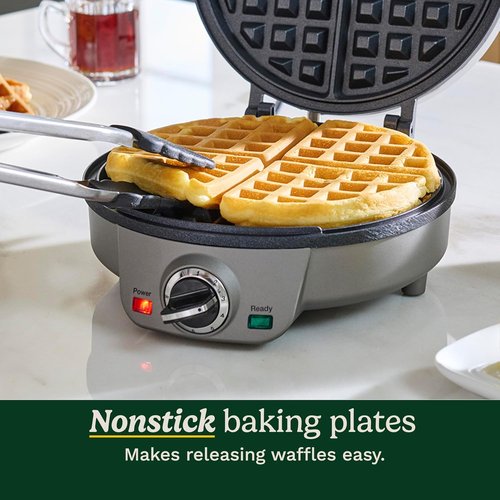 Cuisinart Belgian Waffle Maker, Round Waffle Iron, 6 Setting Adjustable Browning, Audible Alert, Nonstick Plates, WAF-200NAS