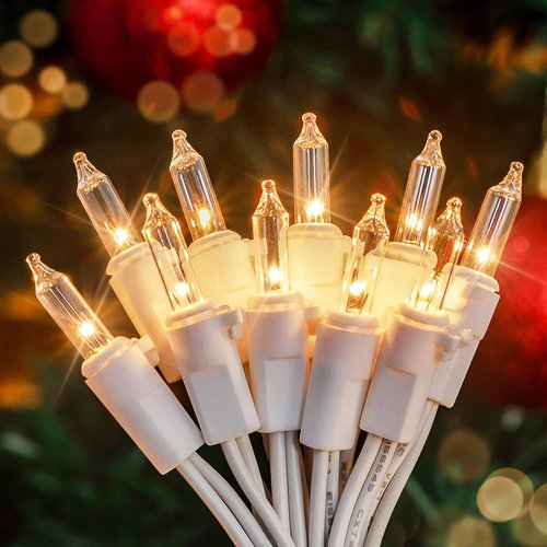 Hopolon 50-Count Clear Christmas Lights Set - Mini String Lights for Holiday & Wedding Decor | Warm White