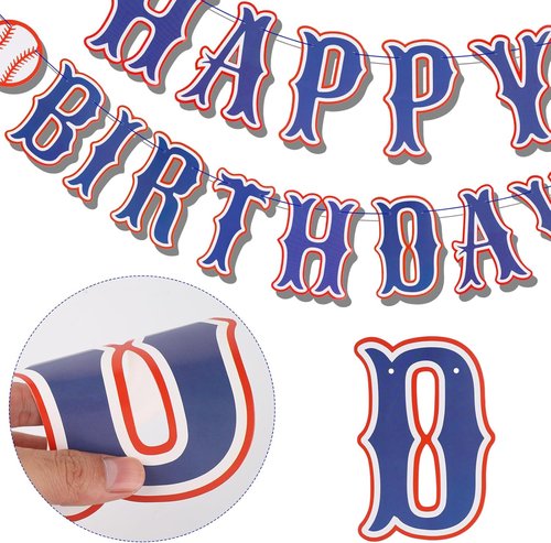 Baseball Birthday Party Decorations - Navy Blue Happy Birthday Backdrop & Garland for Sports Lovers