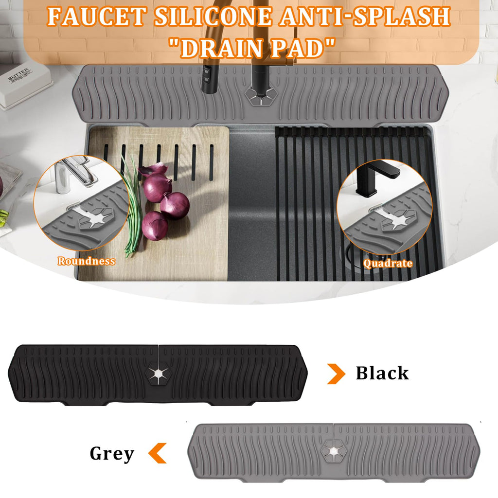 XAUXAGL 30 Inch Sink Splash Guard,Longer Silicone Sink Mat for Kitchen Bathroom,Kitchen Faucet,Silicone Sink Faucet Mat Splash Guard, Drip Protector Splash Countertop (Grey)