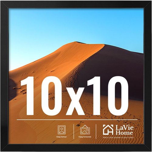 LaVie Home 10x10 Picture Frame - Classic Black Frame with HD Plexiglas for Wall Display