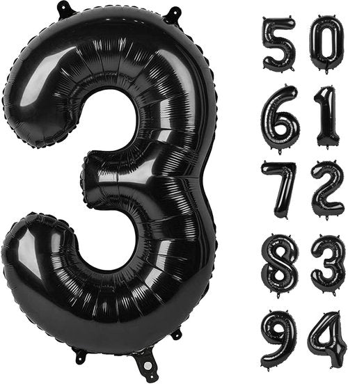 Black Number 3 Balloon by [Brand Name] - 40 Inch Birthday Decoration for 3rd Year Party
