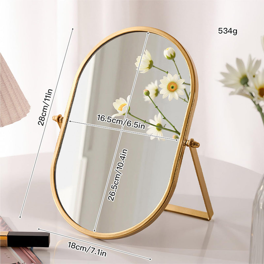 Numjeg Tabletop Mirrors Makeup Mirror Portable Vanity with Metal Frame Desk Table Mirror with 180°Adjust Dressing Room Rotate Good for Bedroom Bathroom