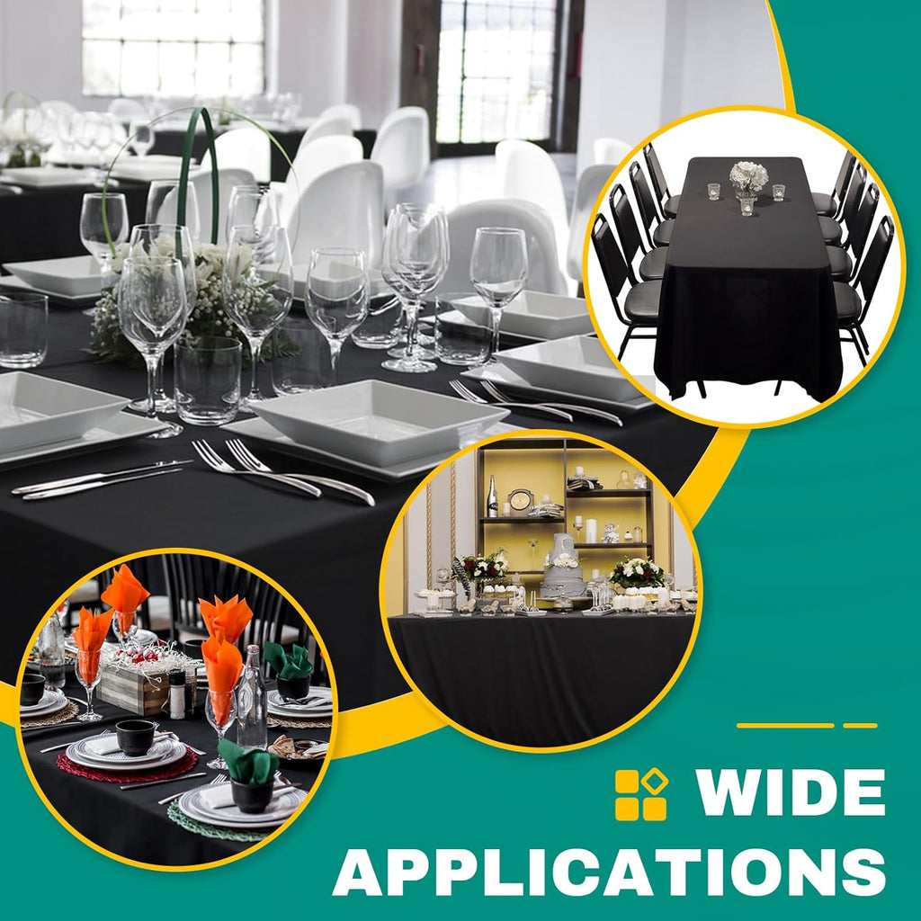 RowinsyDD Disposable Black Plastic Table Cloths - 20 Pack, 54 x 108 Inches for Parties, Weddings & BBQs