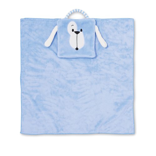Enesco Izzy and Oliver New Baby Infant Puppy Character Super-Soft Folding Travel Blanket, Blue, 24 x 24 Inch