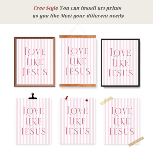 LARTSFRO Coquette Pink Bow Wall Art - Inspirational Christian Decor for Bedroom & Dorm | Set of 4 Unframed 10x8 Inch Prints
