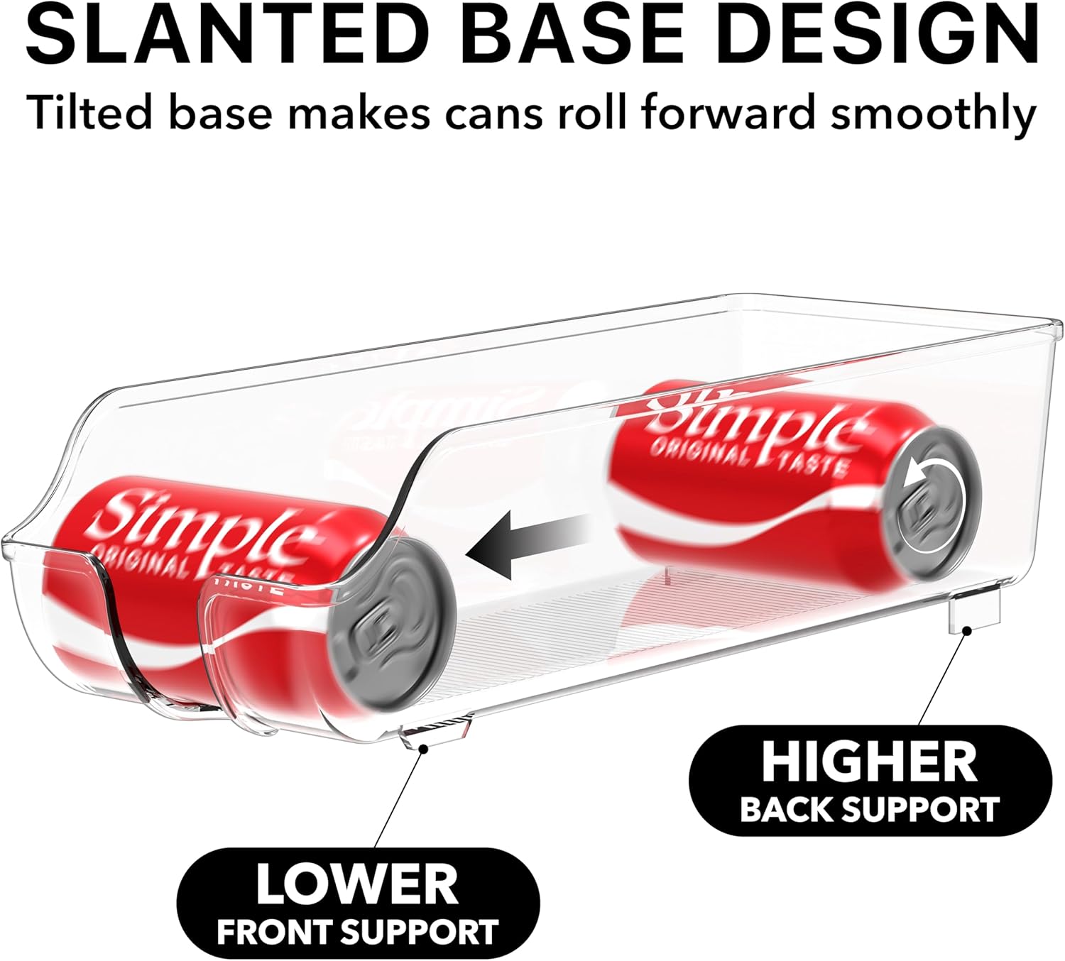 Simple Houseware Soda Can Organizer - Clear Dispenser for Refrigerator or Pantry Storage