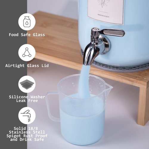 2 Pack Glass Laundry Detergent Dispenser,Sturdy glass Fabric Softener Dispenser With Leak Proof Pump,Reusable Container & Bamboo Stand-108Oz Big Laundry Soap Container For Washer Room Organization (2)
