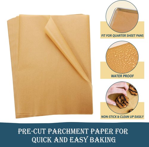 Hiware Parchment Paper Baking Sheets - 200 PCS Precut Non-Stick 9x13 IN for Baking & Cooking | Unbleached, Perfect for Quarter Sheet Pans