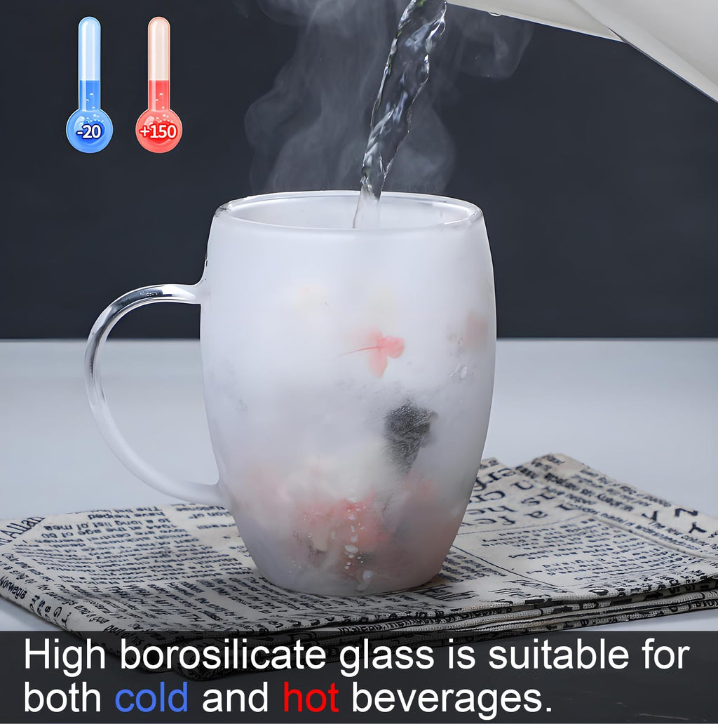 NBHUZEHUA Double Wall Glass Coffee Mugs Clear Cups for Cappuccino Tea Espresso Latte Hot Beverages Glasses Birthday Gifts for Women Her