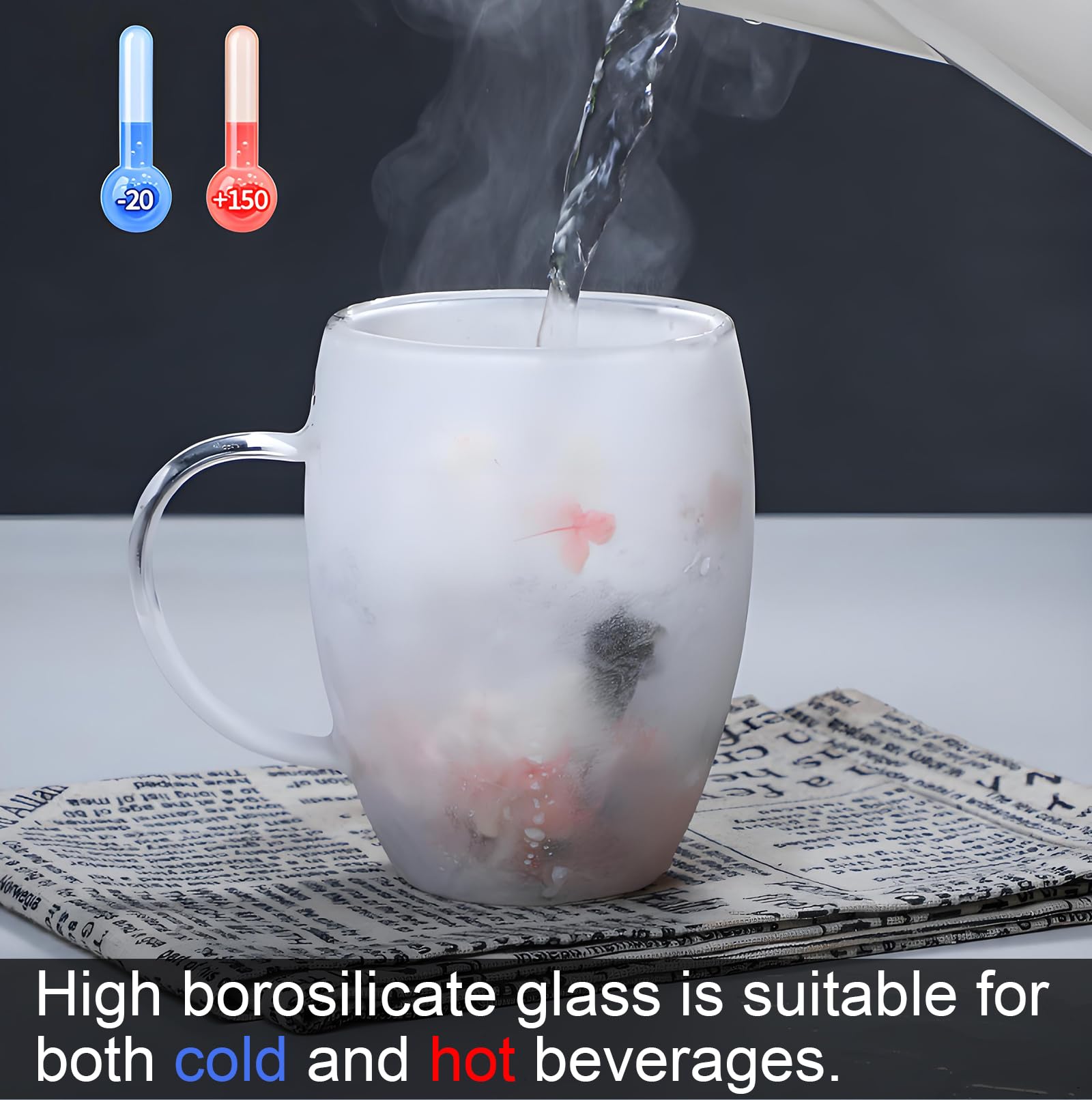 NBHUZEHUA Double Wall Glass Coffee Mugs Clear Cups for Cappuccino Tea Espresso Latte Hot Beverages Glasses Birthday Gifts for Women Her