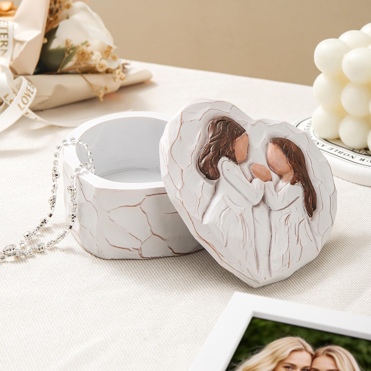 Sister Birthday Gifts, Sister Figurine Small Keepsake Box - Mothers Day Gifts for Sisters, Big Sister Gift from Sisters, Best Friend Friendship Gift - Soul Sister Hand-Painted Decorative Boxes