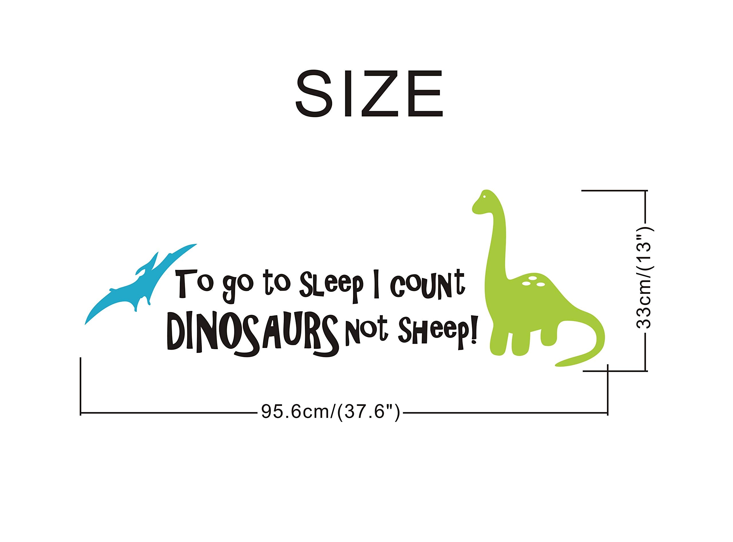 Dinosaur Wall Decals for Kids, to go to Sleep I Count Dinosaurs Not Sheep, Vinyl Wall Stickers for Baby Boys, Kids Bedroom Wall Decor, Nursery Decoration, Quote Wall Decals A32