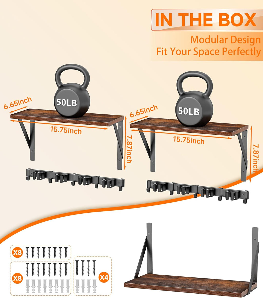 Skiennix Broom Holder Wall Mount - Space-Saving Organizer with 8 Slots & 10 Hooks | Ideal for Laundry Room, Garage, Garden