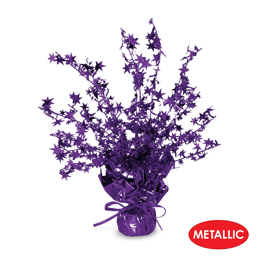 Beistle Star Gleam ‘N Burst Centerpiece, 2-Piece Purple Metallic Table Display for Birthday Parties, Celebrations, Mardi Gras, and Sports Team Decorations, 15”