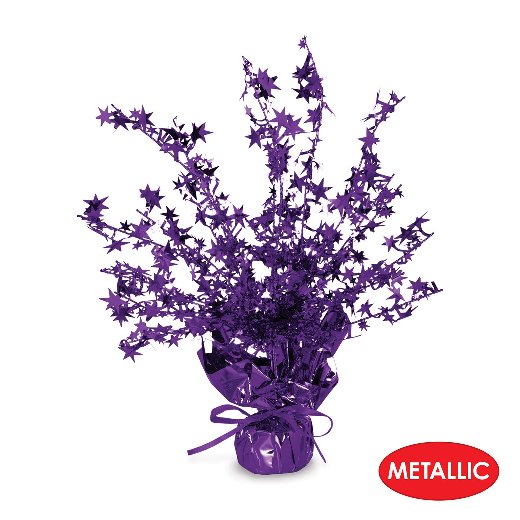 Beistle Star Gleam ‘N Burst Centerpiece, 2-Piece Purple Metallic Table Display for Birthday Parties, Celebrations, Mardi Gras, and Sports Team Decorations, 15”