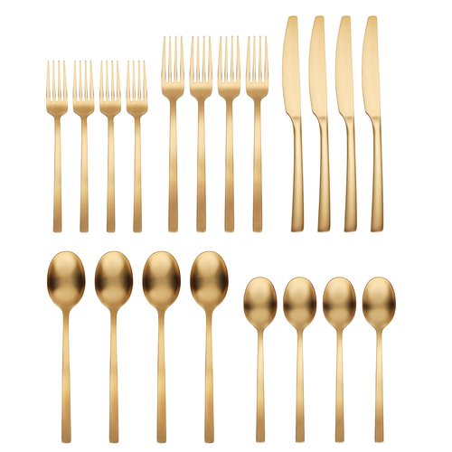 Cambridge 807420Hgy12X Beacon Gold Satin 20-Piece Flatware Set