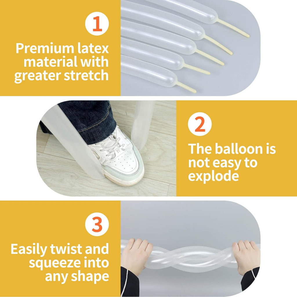 260 Clear Balloons by [Brand Name] - Long Skinny Balloons for Twisting & Balloon Arches | Perfect for Parties & Weddings