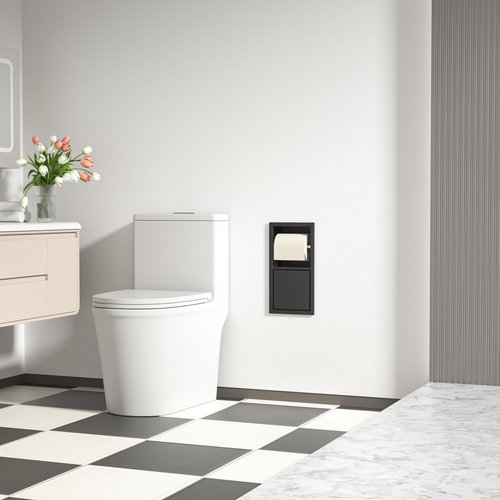 Bernkot Toilet Paper Holder, Hidden Tampon Storage Holder, in Wall Toilet Roll Holder, Recessed Toilet Niche for Bathroom (Matte Black)