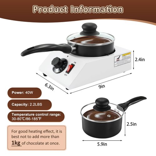 Chocolate Melting Pot Chocolate Tempering Machine Electric Chocolate Melter, 80W Chocolate Melting Machine Melter Pot