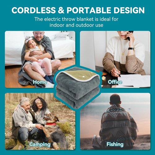 Warm Storm Heated Blanket Electric Knee Blanket, 30"x40" USB Battery Powered Fast Heating Soft Flannel Electric Blanket Throw with 3 Heat Levels & 2H Auto-Off, Warm Gift for Grandma & Grandpa, Gray