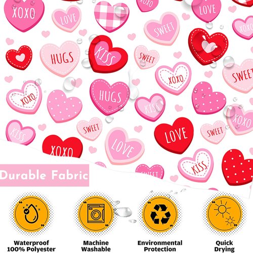 Lindameler Valentines Shower Curtain Cute Love Pink Hearts Shower Curtain for Valentines Day Decorations Waterproof Romantic Sweetheart Bathroom Decor Curtain, 72 X 72 Inch