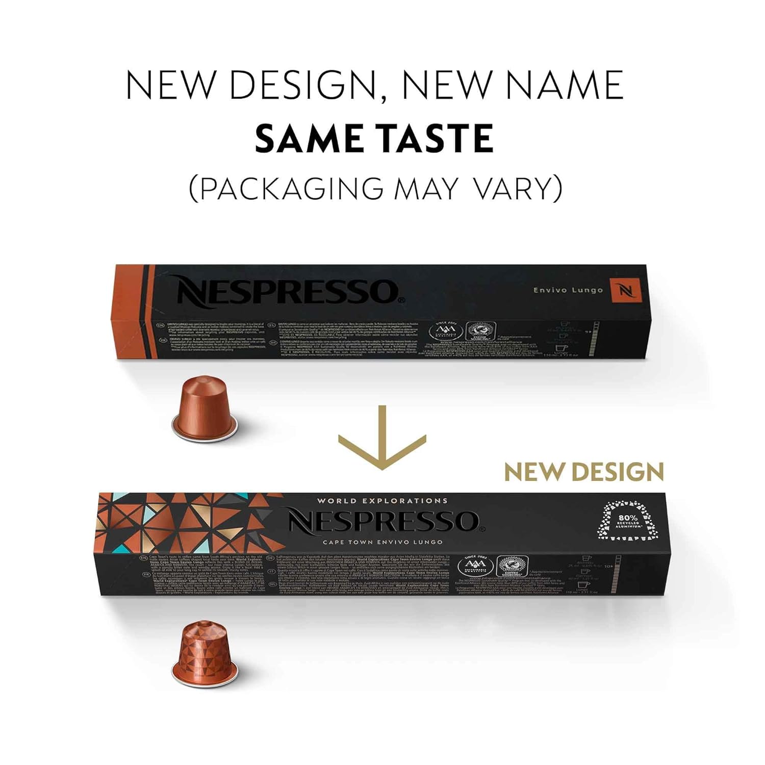 Nespresso Cape Town Envivo Lungo Coffee Pods - Dark Roast Espresso, 50 Count