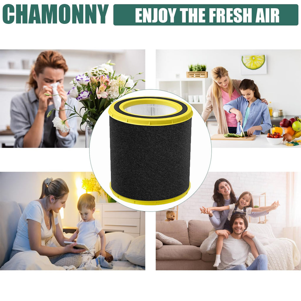 CHAMONNY AC4700B Replacement Filter FLT4700 M, Compatible with Germ Guardian AC4700, AC4700BDLX, AC4711W, AC4625, AC4625WDLX Air Purifiers, Part Number #FLT4700 & #FLT47CB4, 2Pack