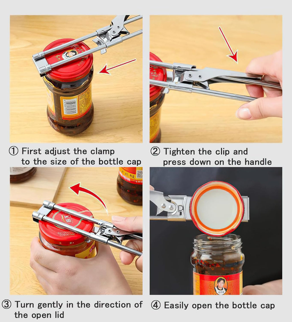 Skiennix Jar Opener - Adjustable Stainless Steel Lid Gripper for Seniors with Arthritis | Non-Slip Design