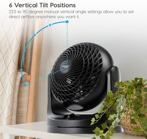 IRIS USA WOOZOO Desk Fan - Oscillating Air Circulator with 3 Speeds & 29dB Quiet Motor | Black