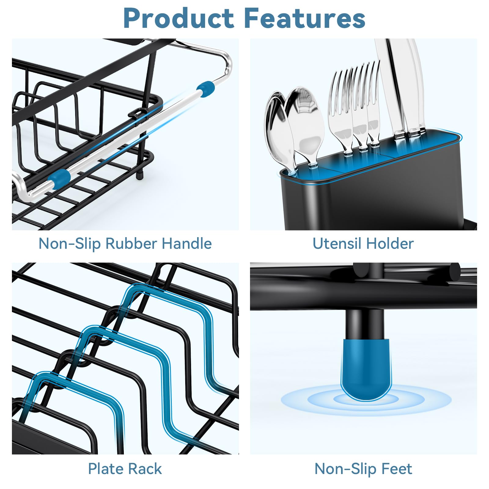 Over the Sink Dish Drying Rack,In Sink Dish Drying Racks,Expandable Dish Rack Over Sink Counter,Adjustable Dish Drainer for Inside Sink with Utensil Holder, Stainless Steel Dish Strainer XLarge Size