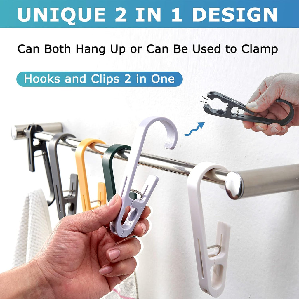 XoYoZo Laundry Hooks - Versatile Clips Hanger for Organizing Socks, Boots, Bras & Towels - 4 Pcs (Black)