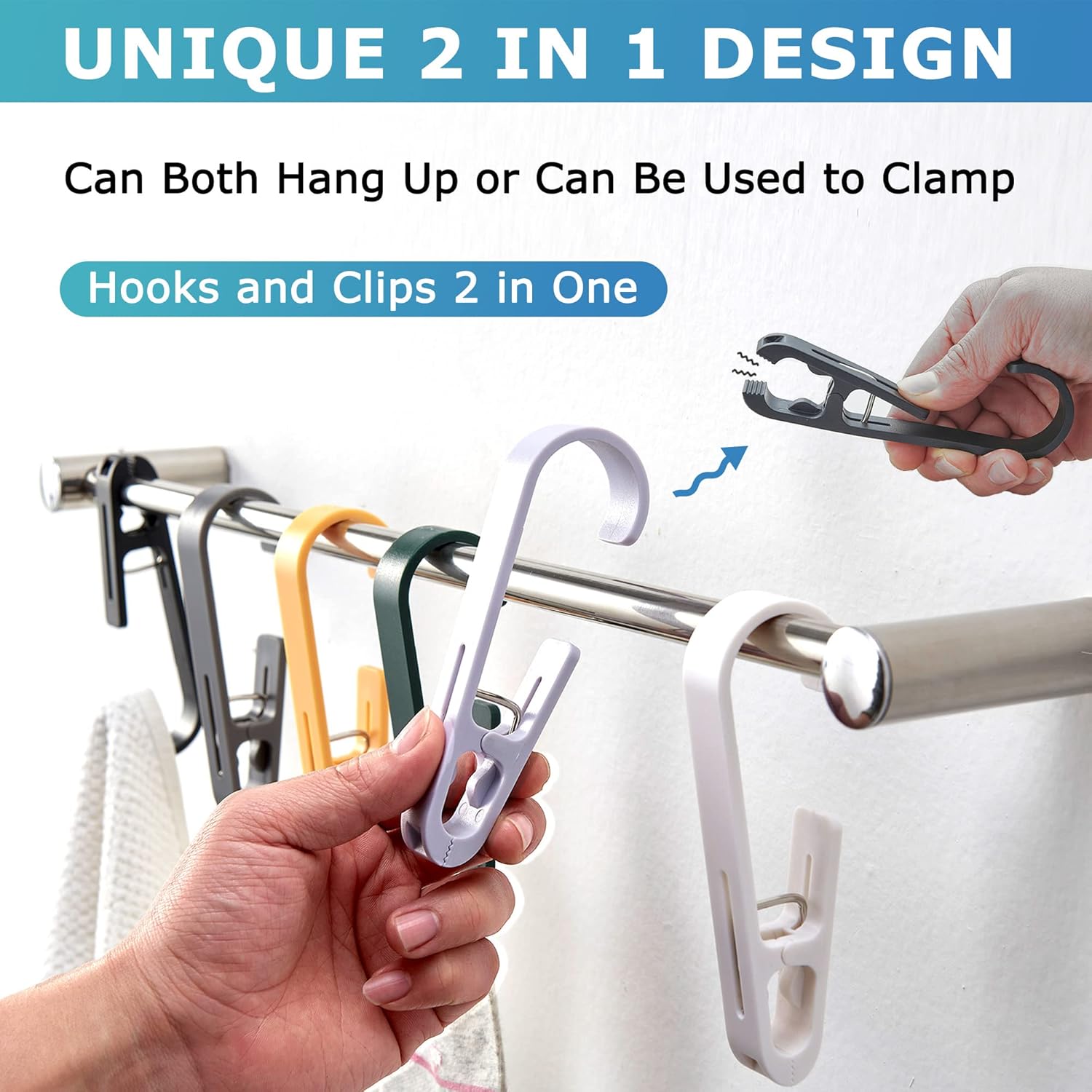 XoYoZo Laundry Hooks - Versatile Clips Hanger for Organizing Socks, Boots, Bras & Towels - 4 Pcs (Black)