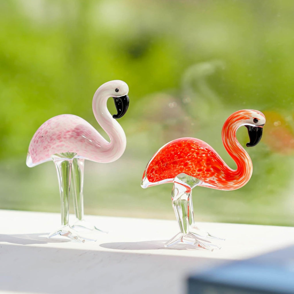 QFkris Blown Glass Flamingo Figurines - Elegant Love Token Art Glass | Set of 2 for Women