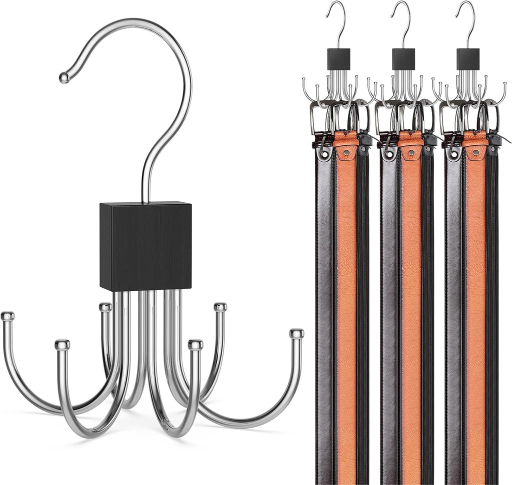 Skiennix Belt Hanger - 360° Rotatable Belt Organizer for Space-Saving Closet Storage | 3-Piece Set
