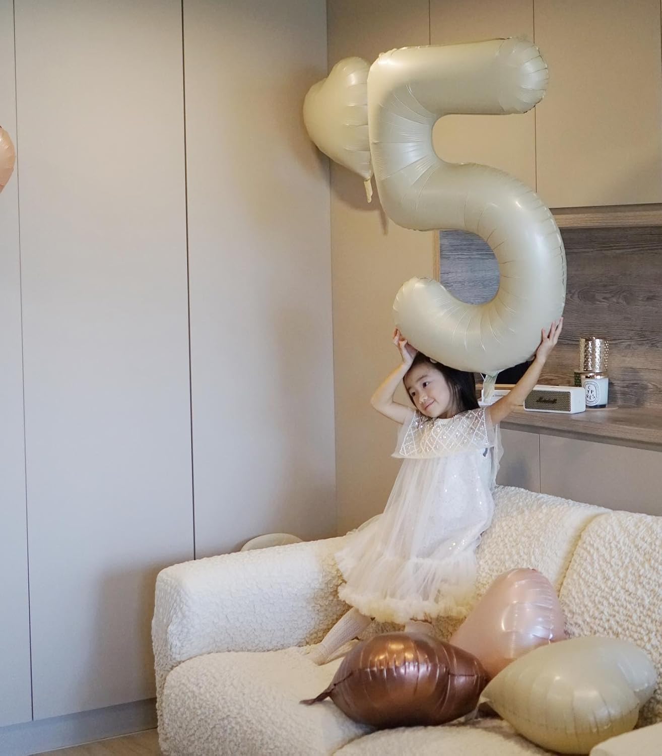 Number 5 Balloon - 40 Inch Cream Birthday Decoration | Perfect for 5th Birthday Party Supplies