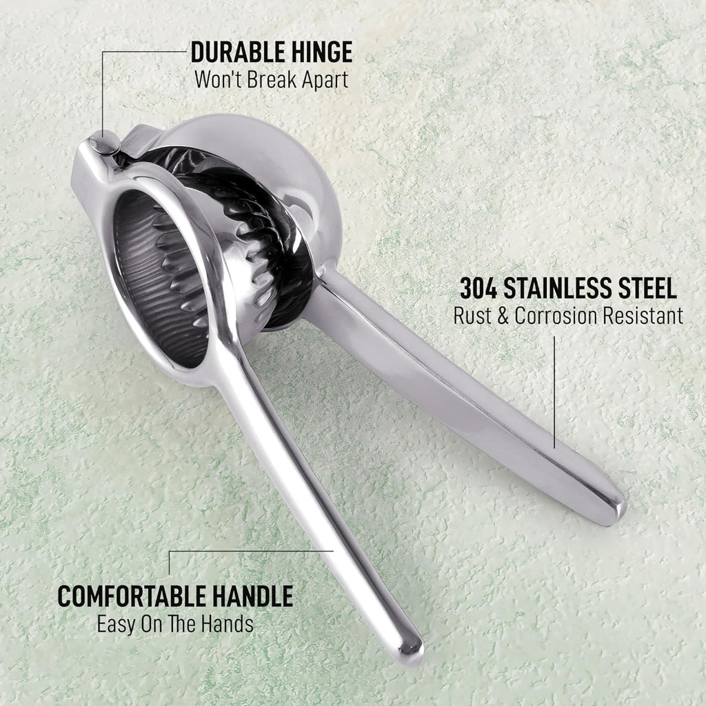 Zulay Kitchen Stainless Steel Lemon Squeezer - Heavy Duty Manual Citrus Press Juicer | Large Size