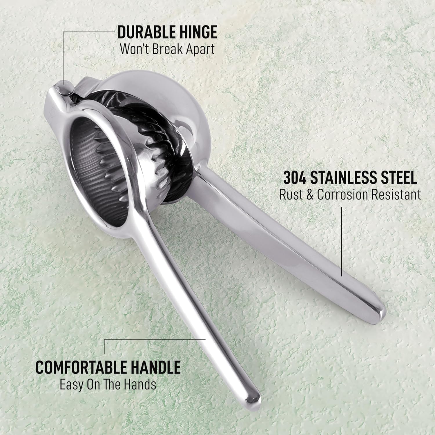 Zulay Kitchen Stainless Steel Lemon Squeezer - Heavy Duty Manual Citrus Press Juicer | Large Size