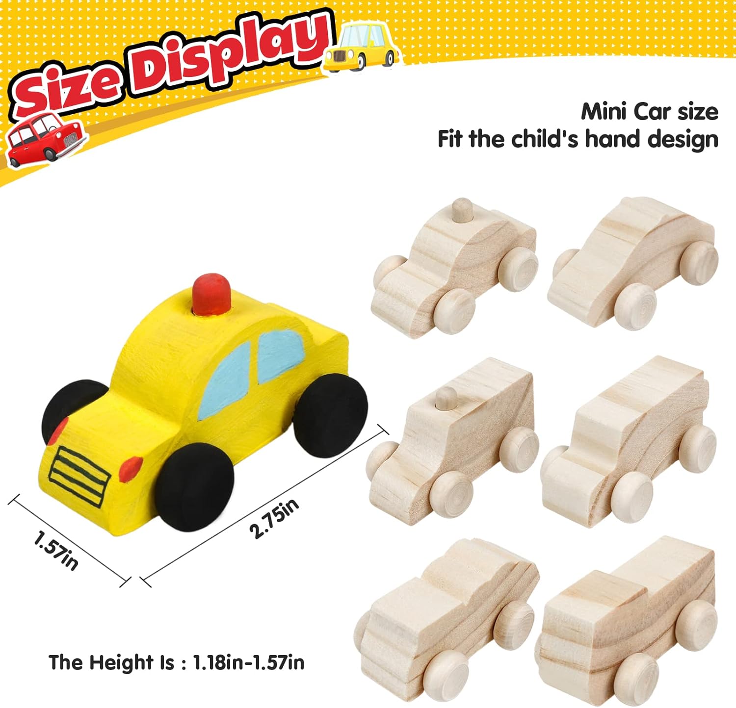 WANTKA Wooden Car DIY Kit - 12 Unfinished Cars for Easy Painting & Crafting | Perfect Family Activity