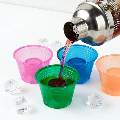 HOME BREEZE 300 Pack Disposable Bomber Cups Color Plastic Jager Bomber Shot Glasses Highly Durable and Reusable Double Shot Cups Perfect for Shots for Wedding, Party, Easter, St. Patrick's Day