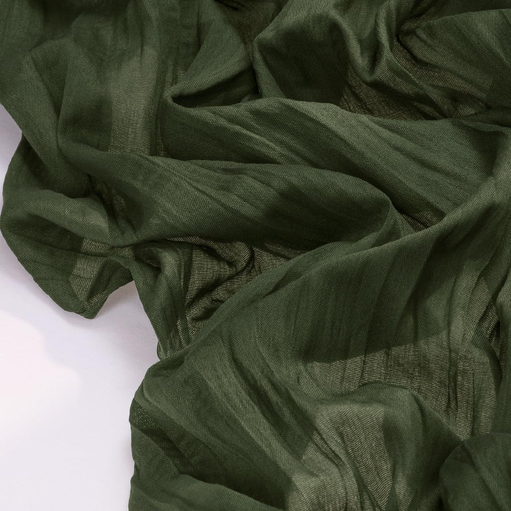 Socomi Olive Green Cheesecloth Table Runner - 120 Inch Boho Rustic Decor for Weddings & Events