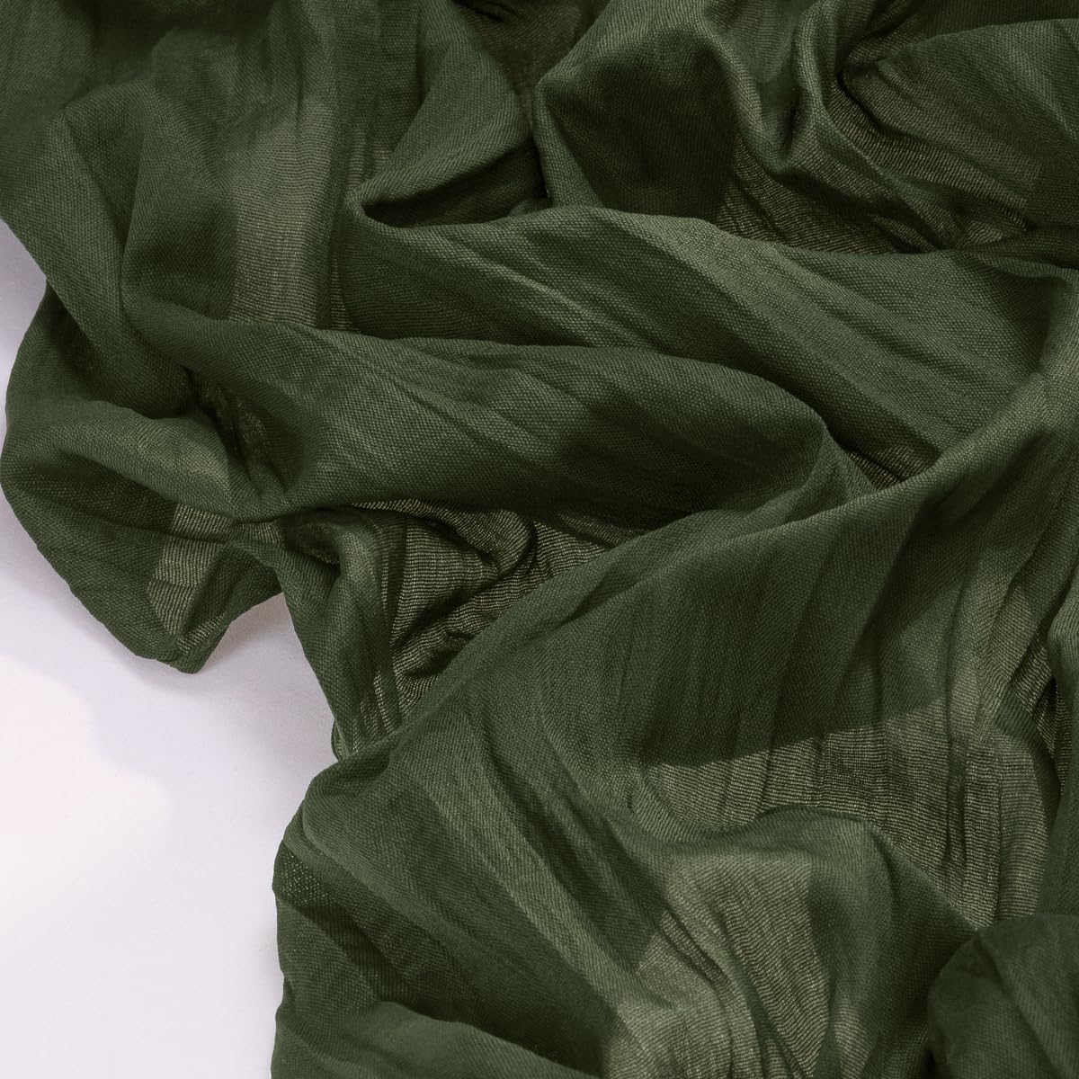 Socomi Olive Green Cheesecloth Table Runner - 120 Inch Boho Rustic Decor for Weddings & Events