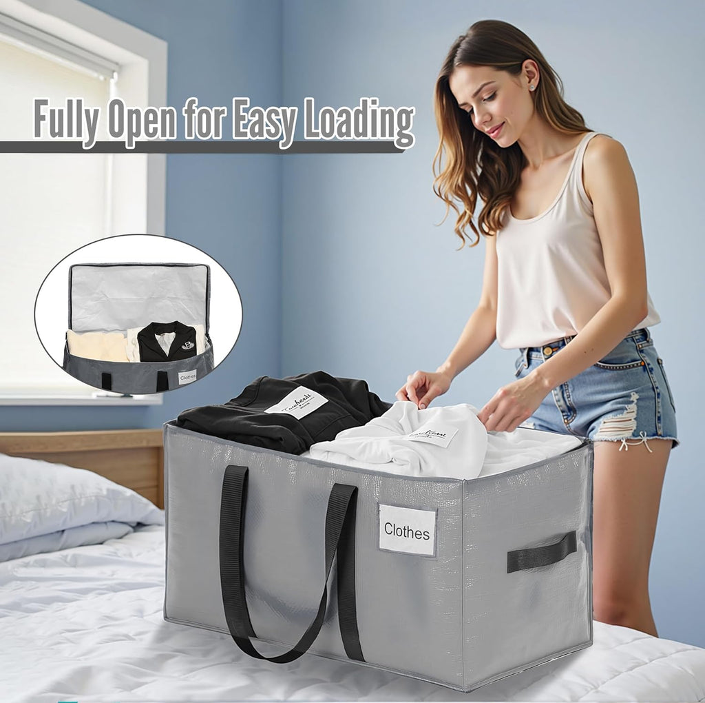 BAGAIL Extra Large Heavy Duty Moving Bags - Strong Handles for Easy Transport | 16 Pack in Grey
