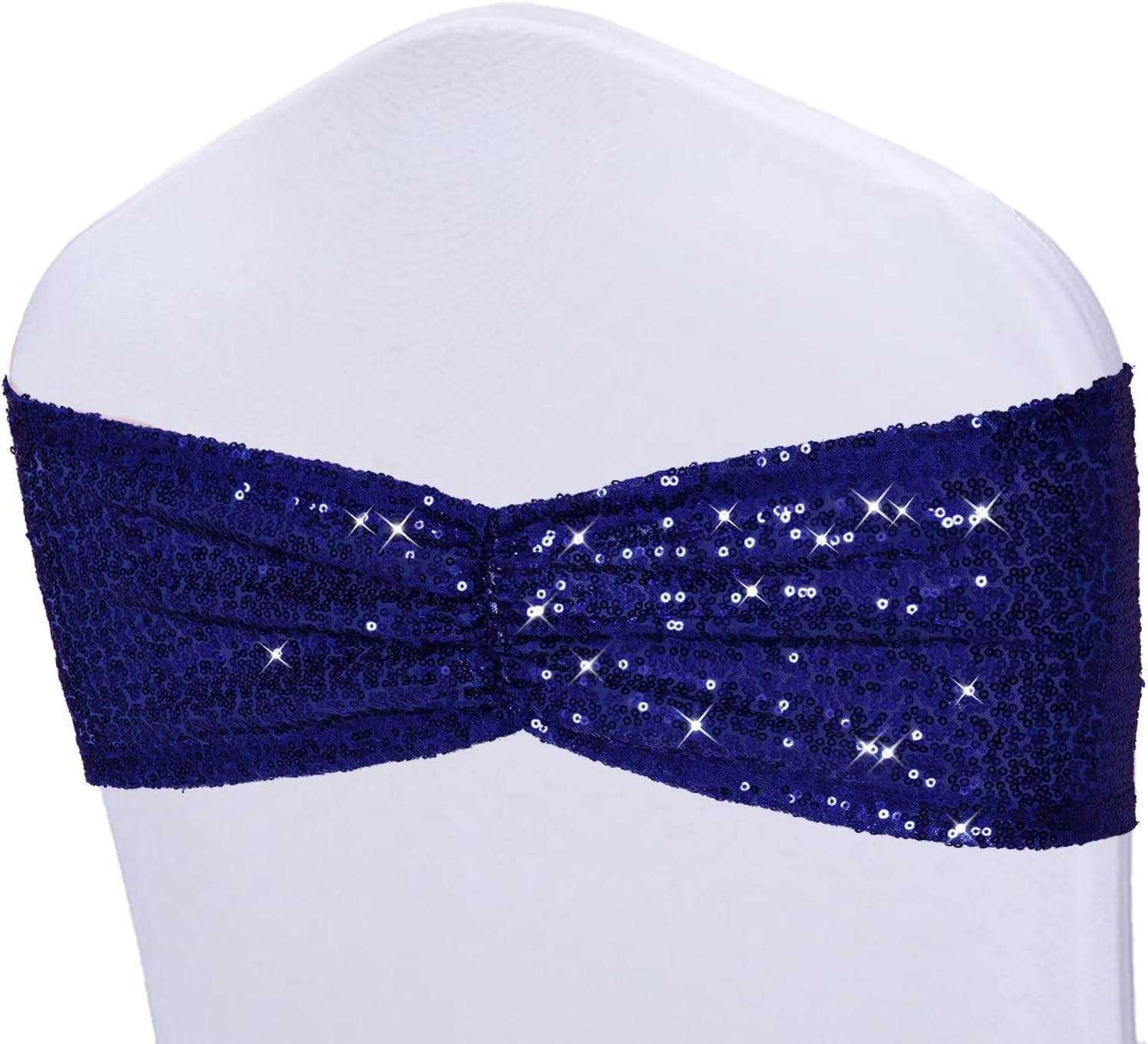 Poise3EHome Navy Blue Sequin Chair Sashes - Elegant Folding Chair Covers for Weddings | 50 PCS