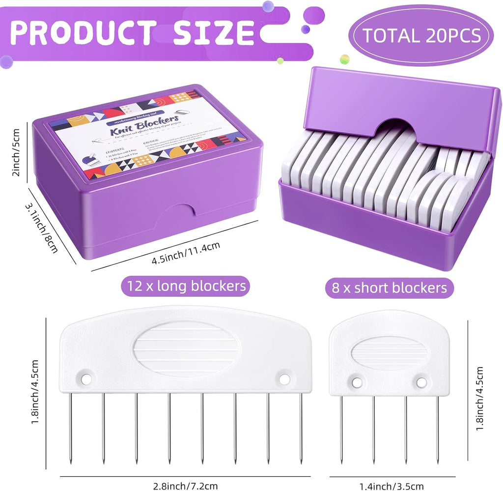 Skiennix Knit Blockers & Pins Kit - 20Pcs for Perfectly Blocking Knitting, Crochet & Lace Projects