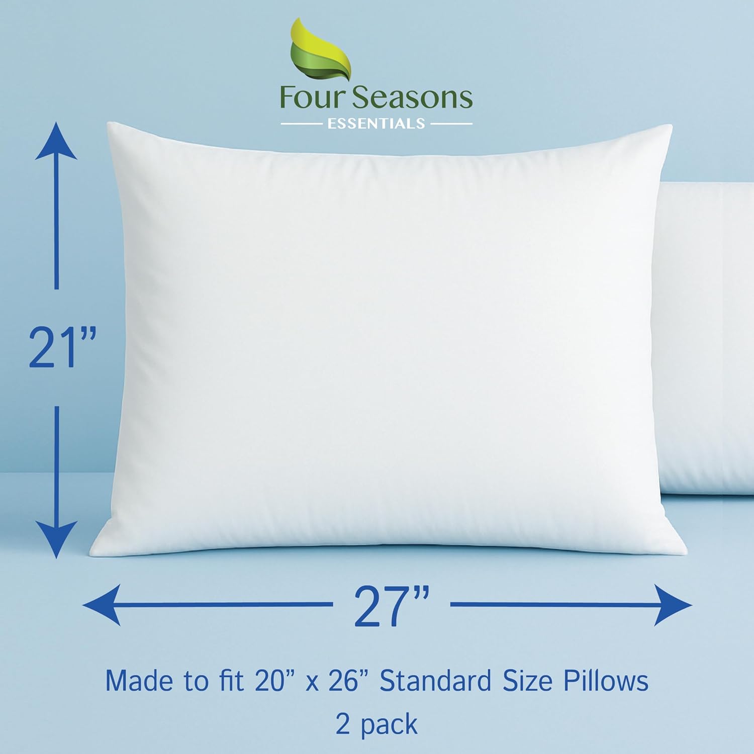 Zippered Waterproof Pillow Protectors by Standard | Hypoallergenic Dust & Allergen Proof (Set of 2)
