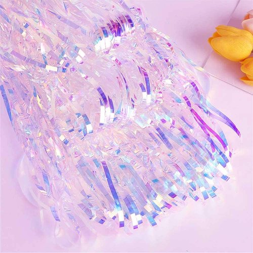 FECEDY Metallic Tinsel Foil Fringe Curtains - 2 Pcs, 3ft x 8.3ft | Perfect for Parties & Celebrations