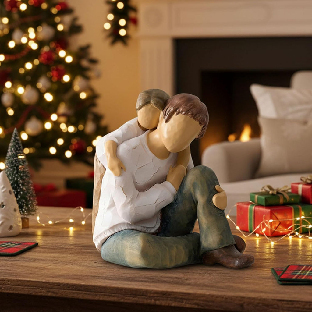 NAN ZAI NAN FANG Father Daughter Figurine - Personalized Resin Sculpture | 4.7" Hand-Painted Gift for Dad