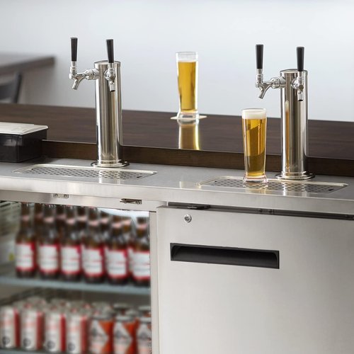 Dbgogo Kegerator Tower Double Tap Beer Tower Dual Faucet Beer Tower Stainless Steel 3'' Flange Beer Tower Dispenser Beer Tap Kegerator Parts with Pre-Assembled Tubing and Self-Closing Springs